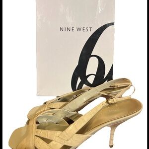 Nine West Nude Patent Slingback Stilettos